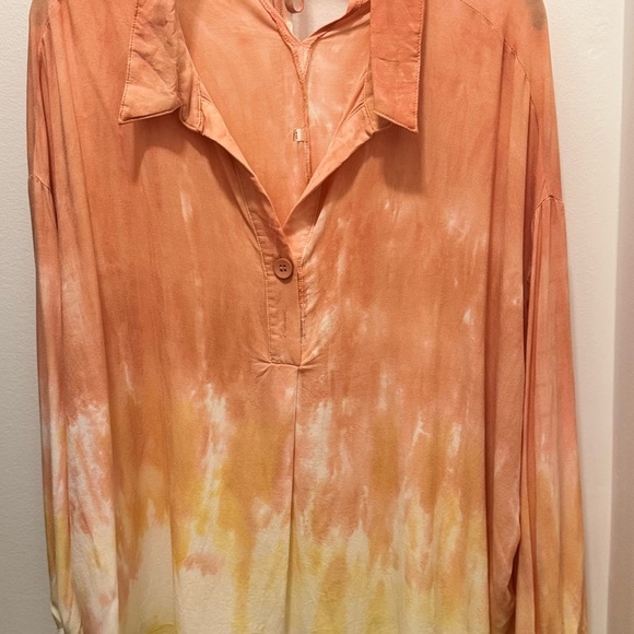 Mustard Seed Y2K Bohemian Shirt Festival Tie-Dye Flowy Beachy Vacation Top Med - Picture 4 of 9
